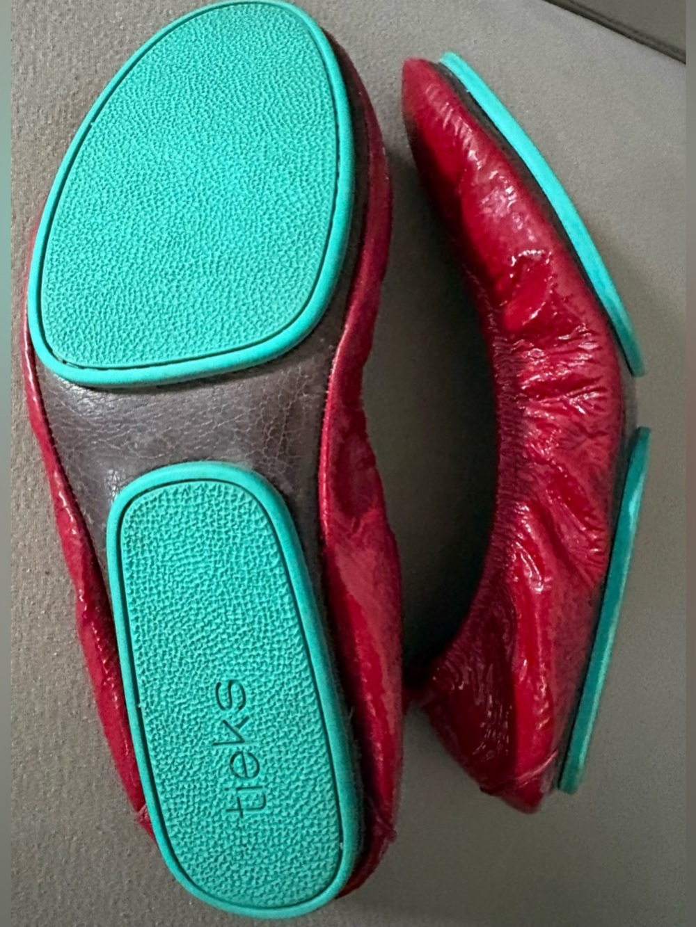 Like New Tieks Ruby Red Patent Leather Ballet Flats - Picture 2 of 5